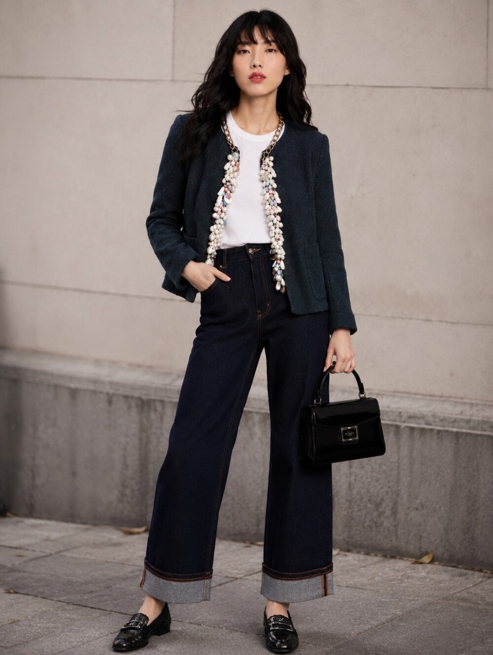 Chic Embellished Trim Bouclé Open Front Jacket 6